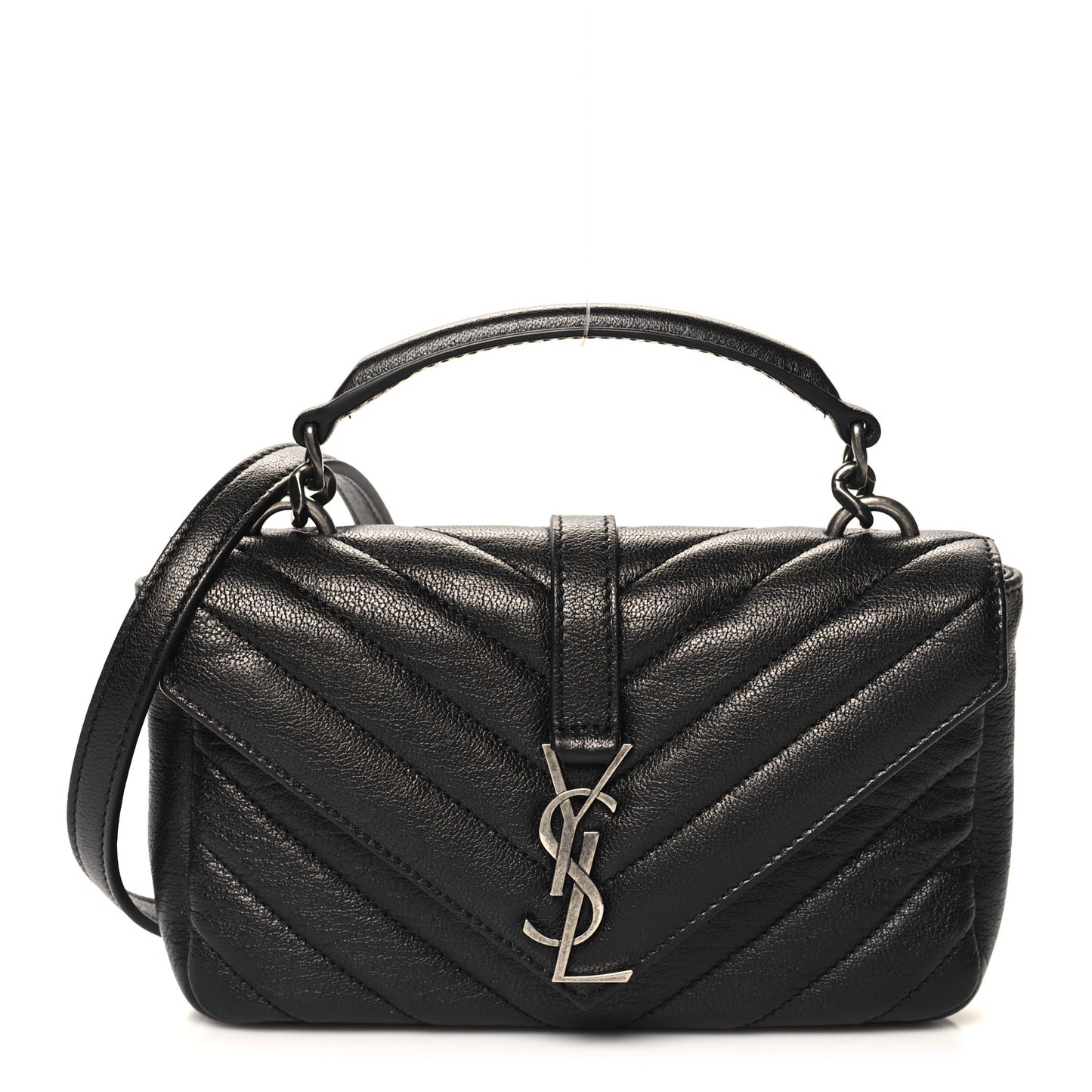 Sheepskin Matelasse Chevron Monogram College Chain Wallet Coal