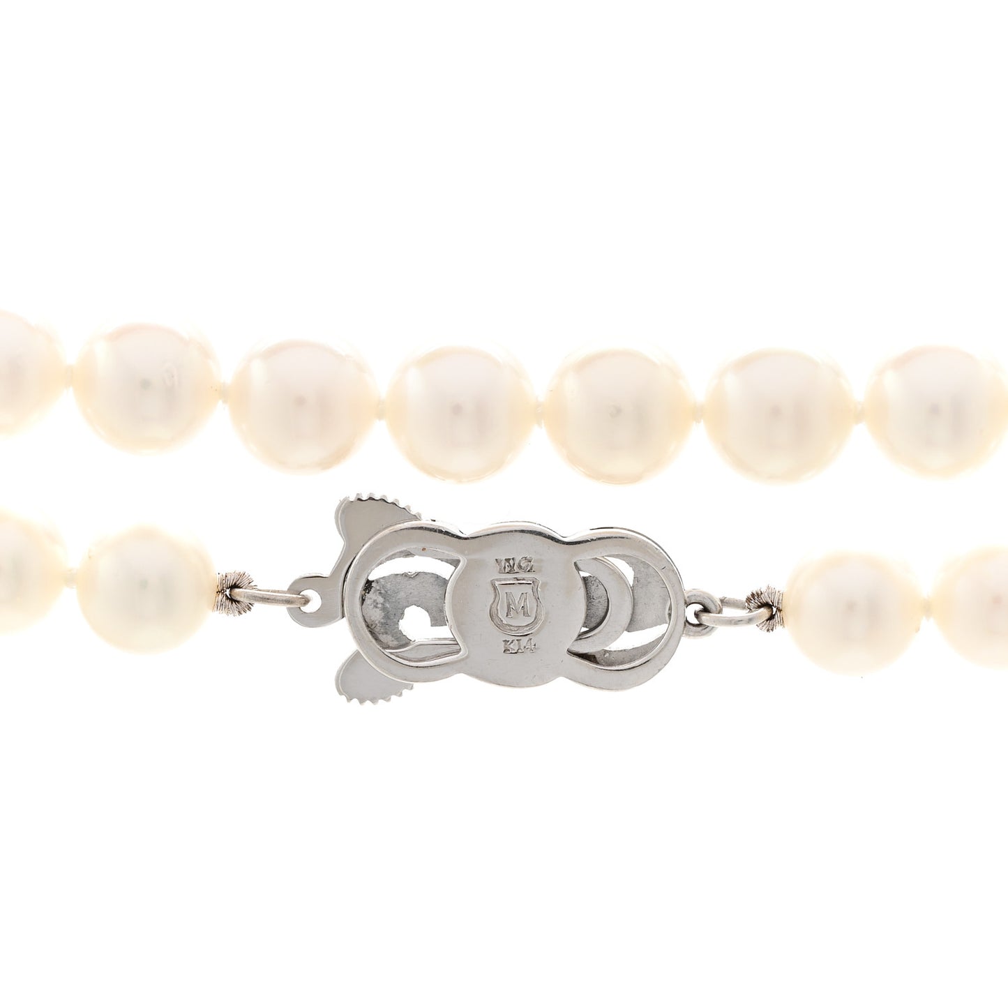 14K White Gold Akoya Cultured Pearl 6.5-7mm Double Strand Necklace