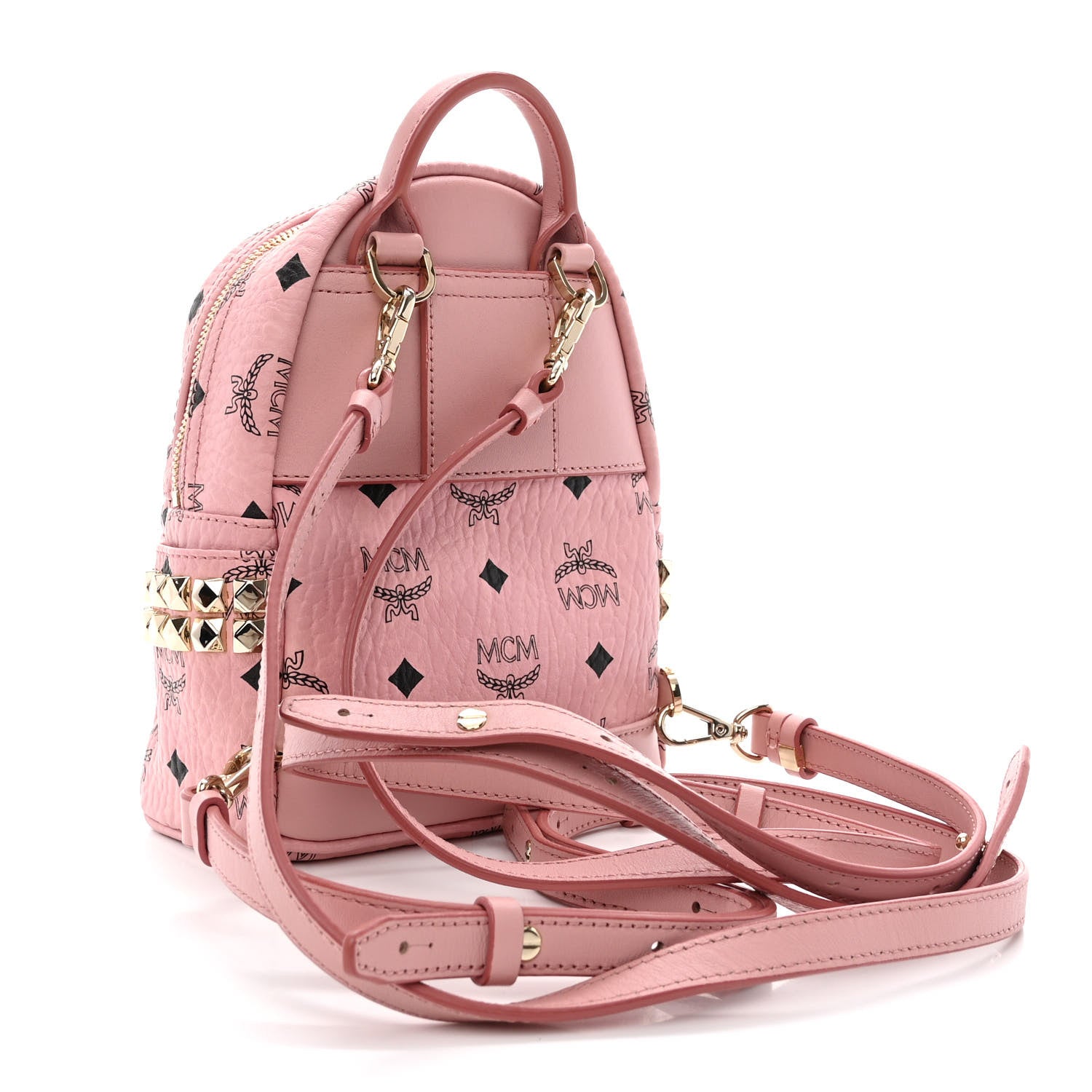 MCM Visetos Side Stud X-Mini Stark Bebe Boo Backpack Soft Pink 3 of 9