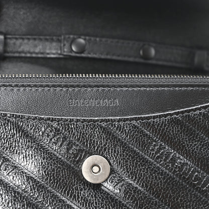 Balenciaga Shiny Goatskin Logo Embossed Monochrome BB Wallet On Chain Black 6 of 9