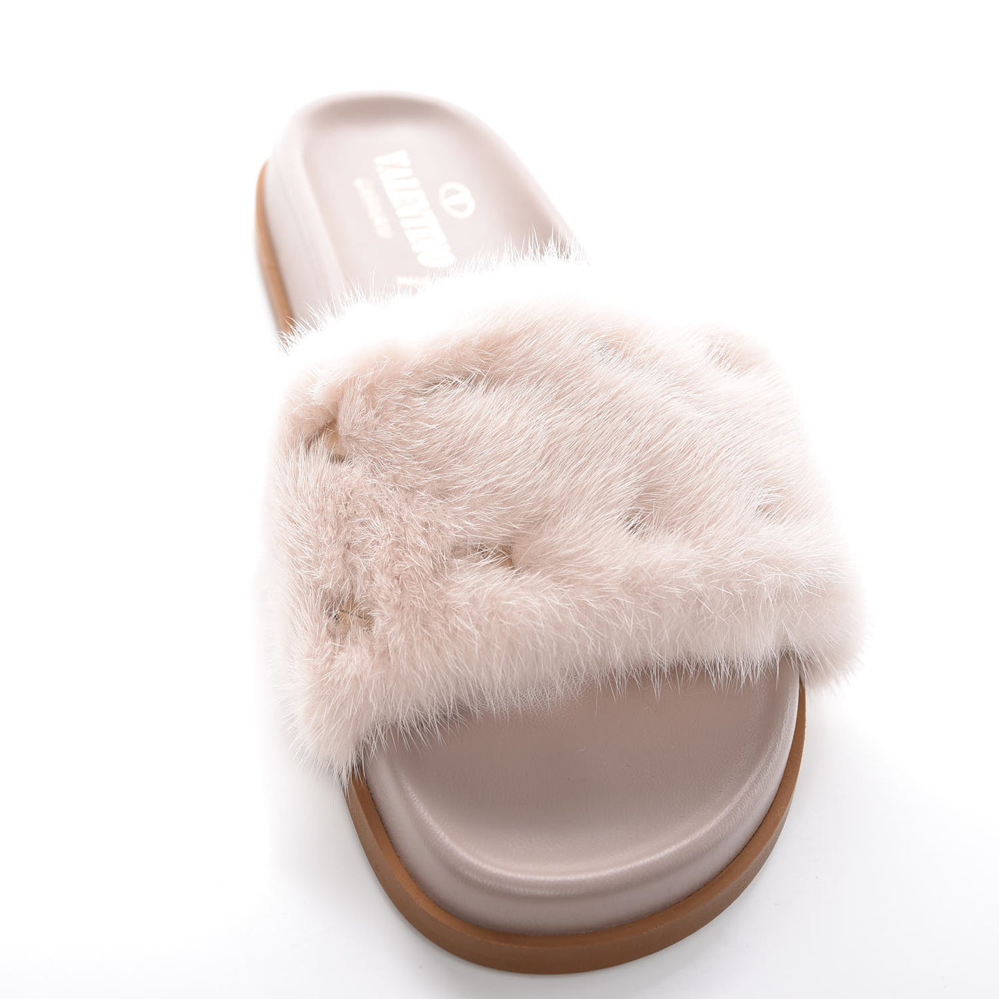 Mink Fur Rockstud Slide Sandals 39 Vapeur