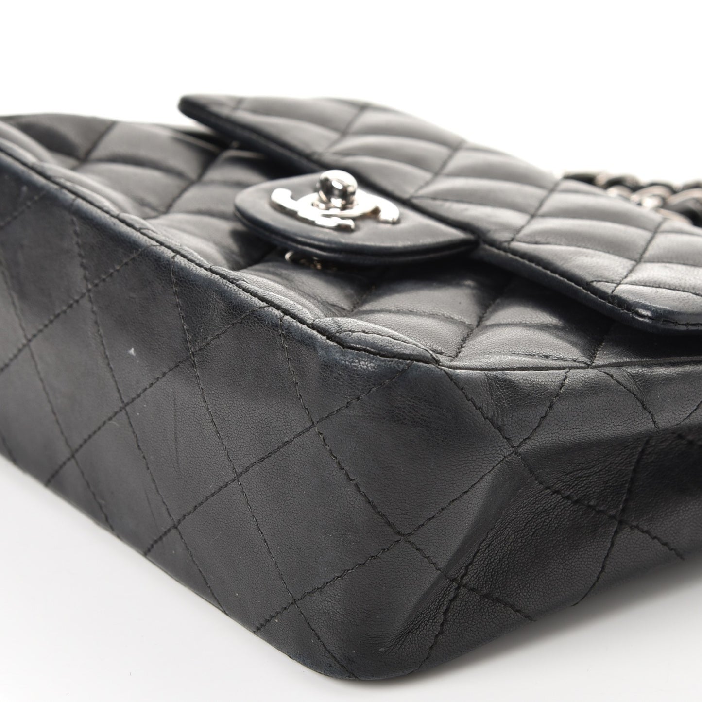 Lambskin Quilted Mini Square Flap Black