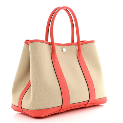 Hermes Toile Militaire Vache Country Garden Party 30 TPM Tote Beton Rose Texas 3 of 12