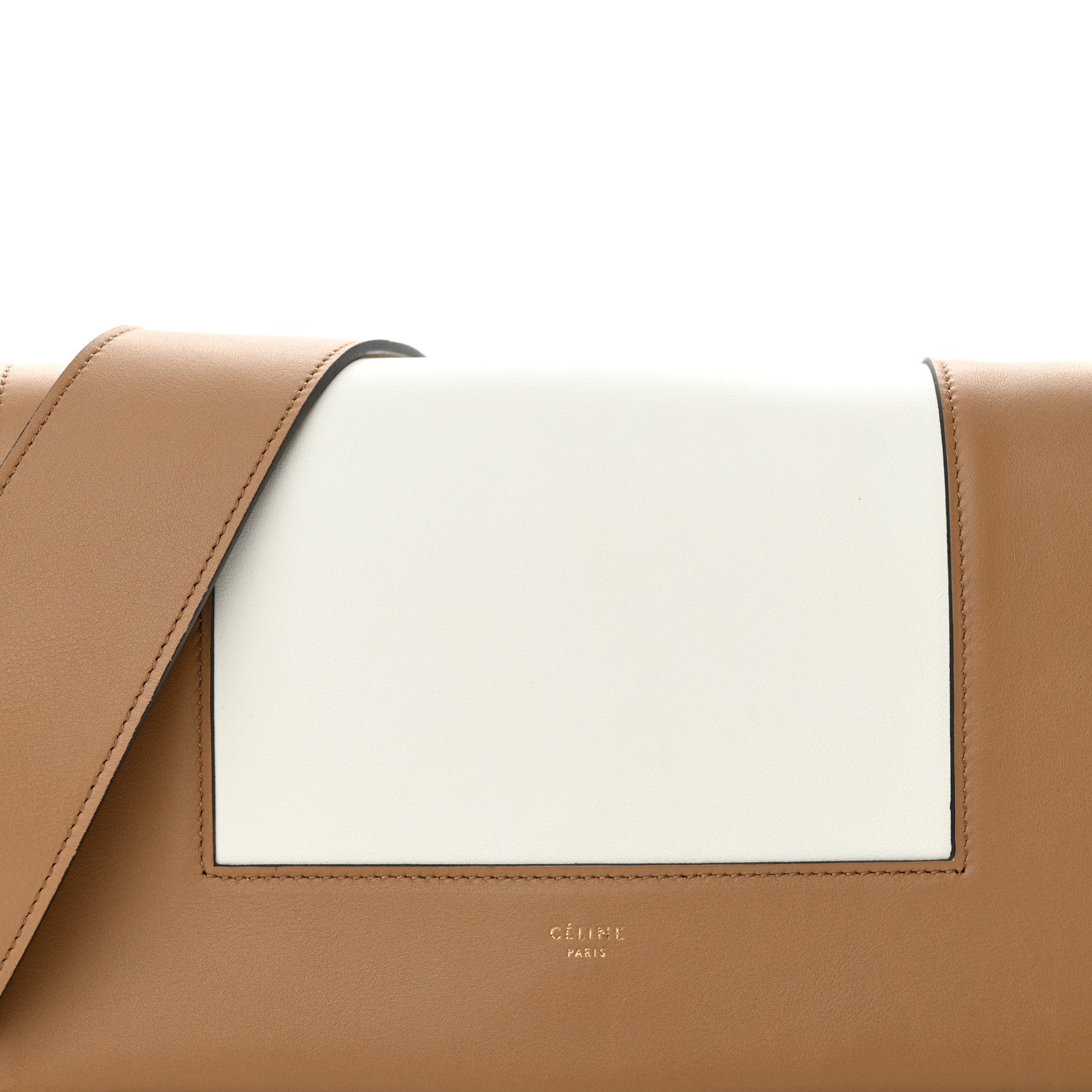 Celine Shiny Smooth Calfskin Medium Frame Shoulder Bag Tan Optic White 8 of 10