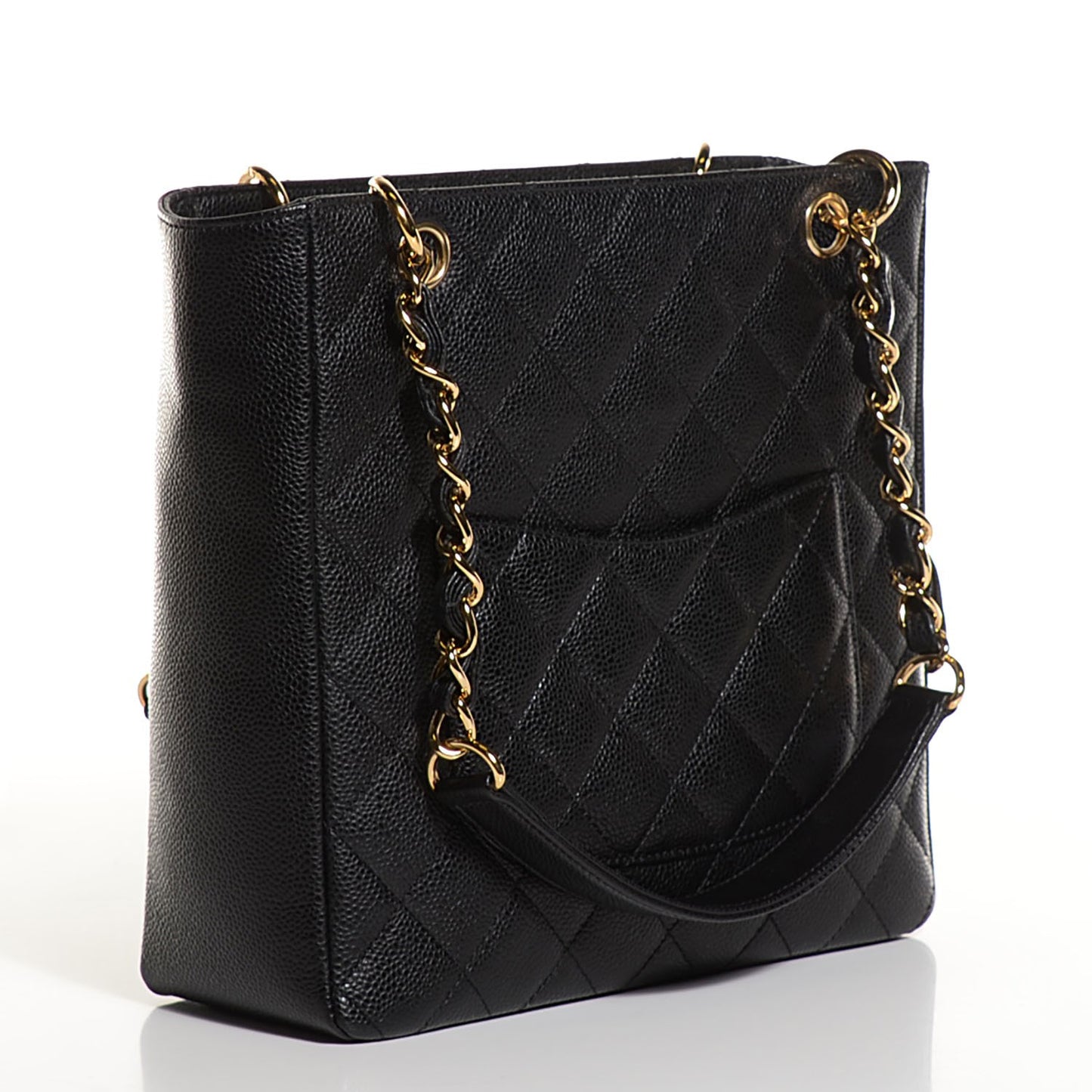 Caviar Quilted Petit Shopping Tote PST Black
