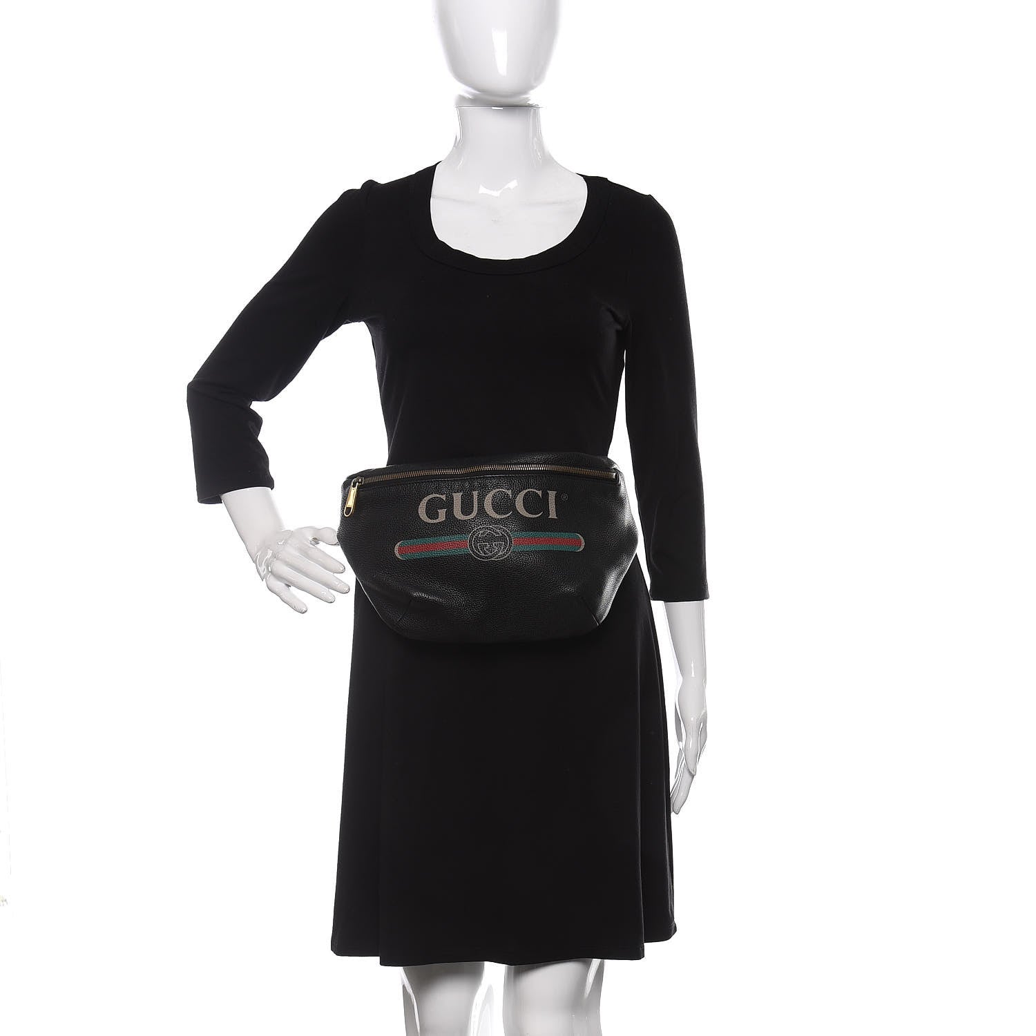 Gucci Grained Calfskin Logo Belt Bag Black 2 of 14