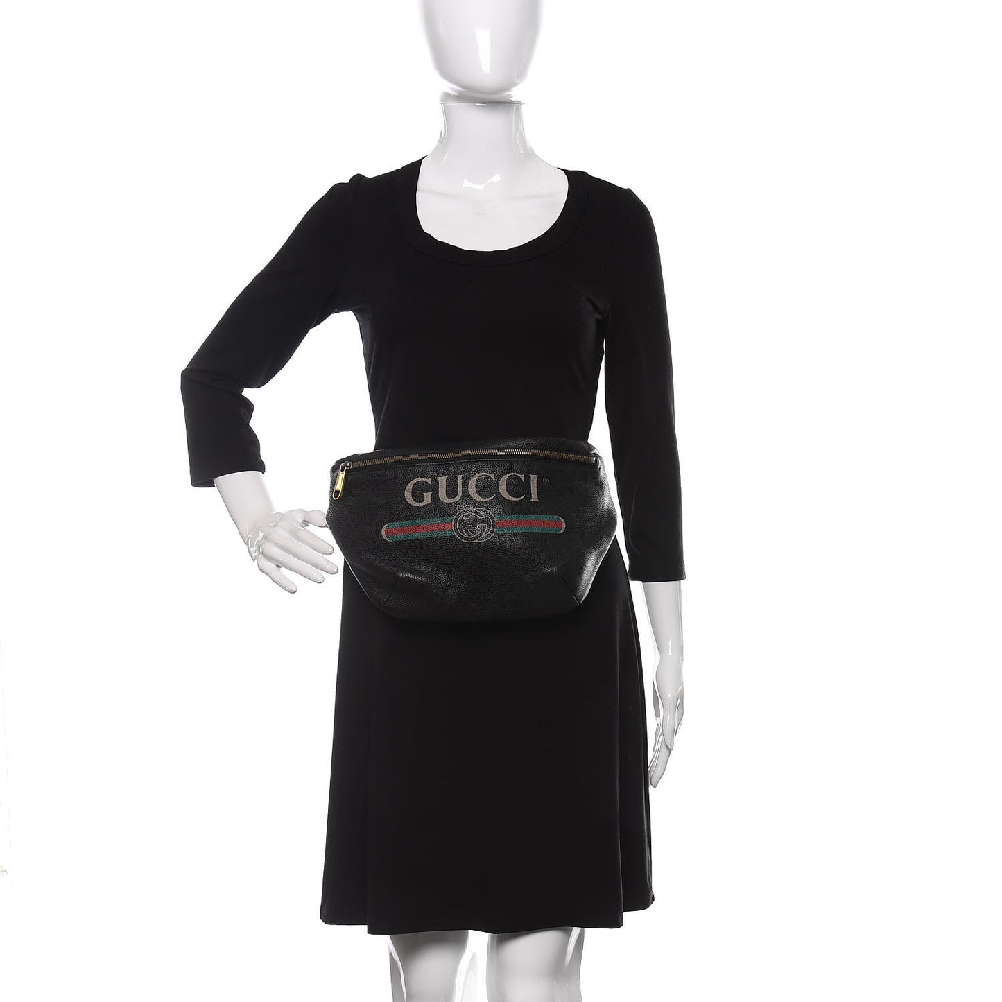 Grained Calfskin Logo Belt Bag Black