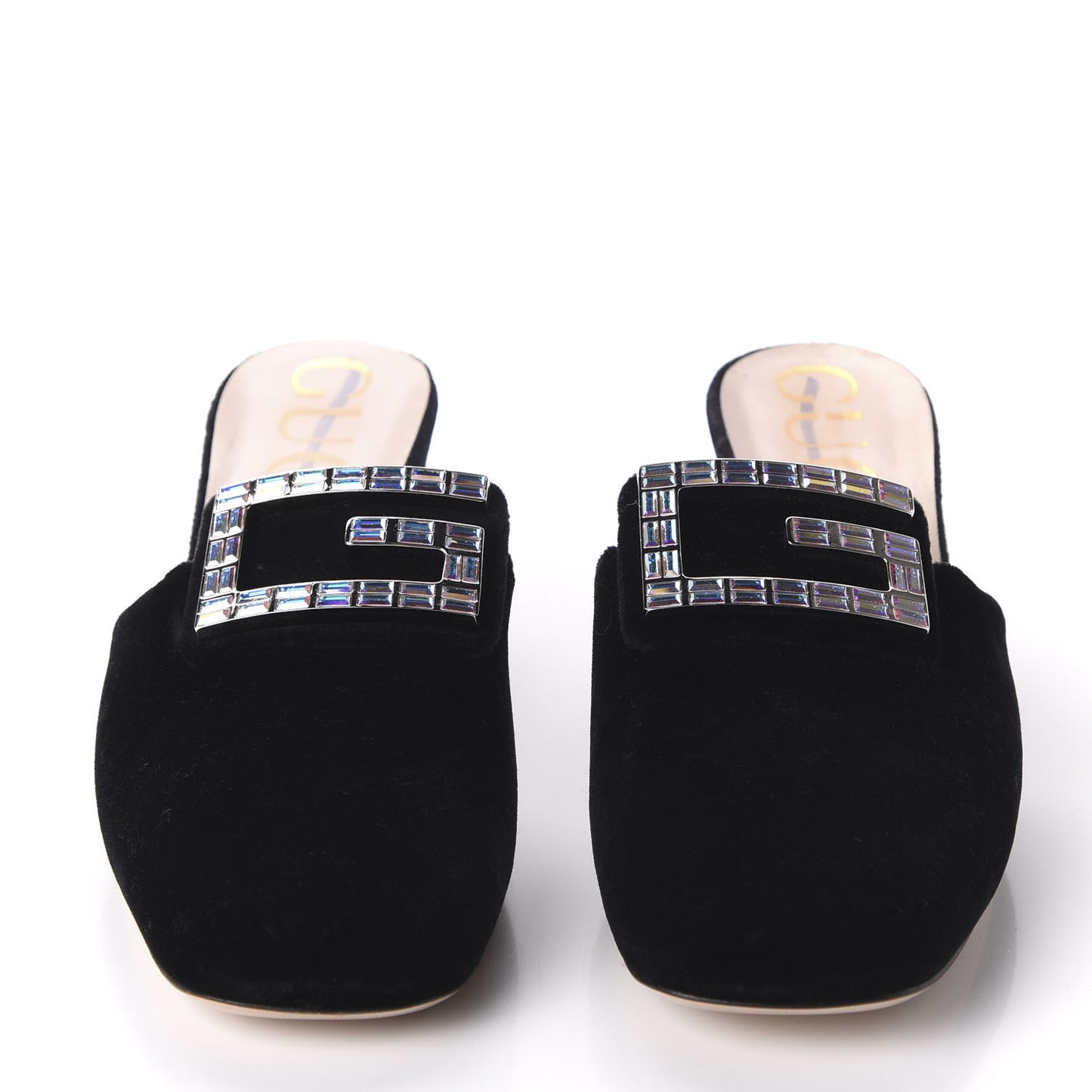 Velvet Crystal Square G Madelyn Mules 40 Black