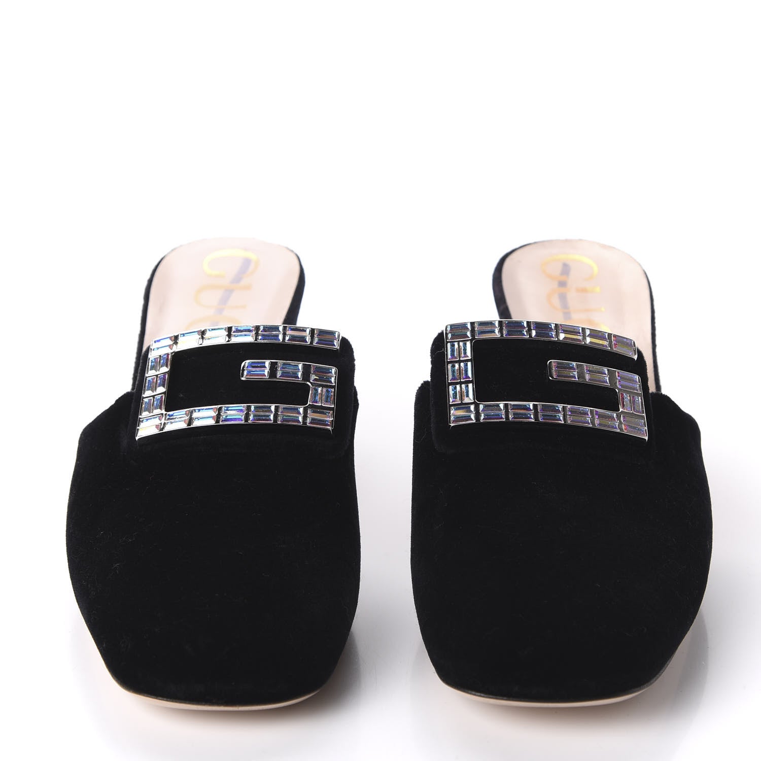 Gucci Velvet Crystal Square G Madelyn Mules 40 Black 2 of 8