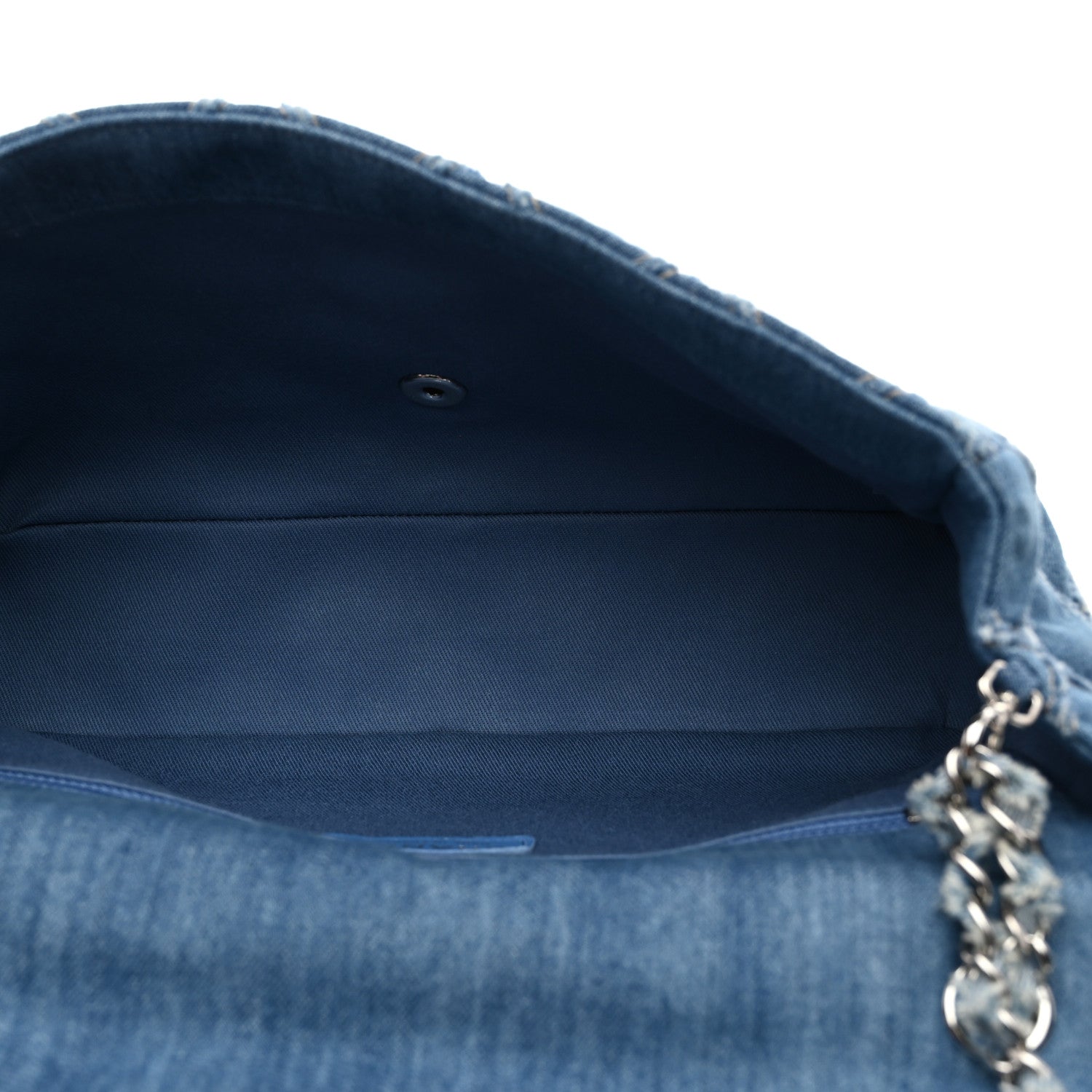 Chanel Frayed Denim Quilted Large Blue Chip Flap Blue 5 of 12