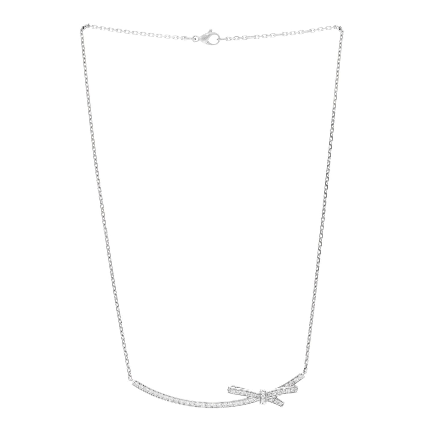 18K White Gold Diamond Ruban Necklace