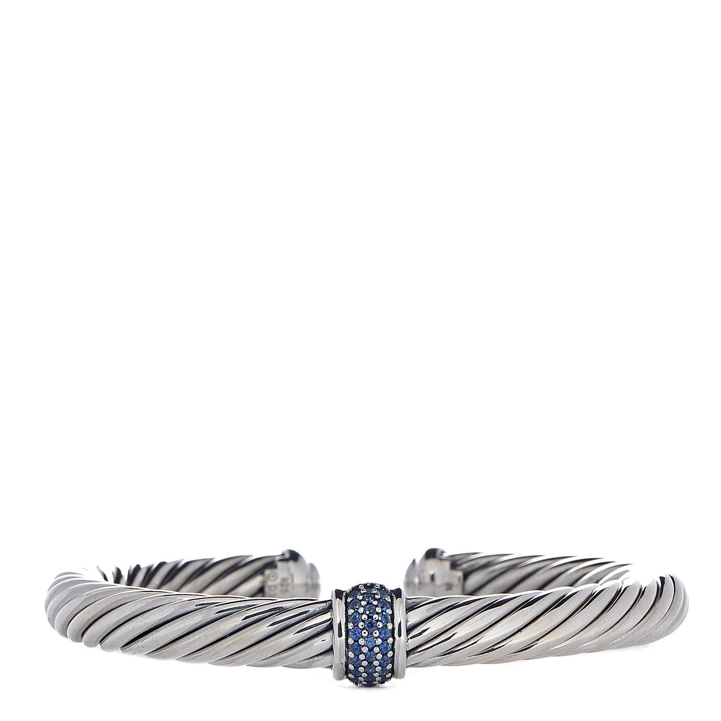 Sterling Silver Blue Sapphire 7mm Cable Classics Station Bracelet