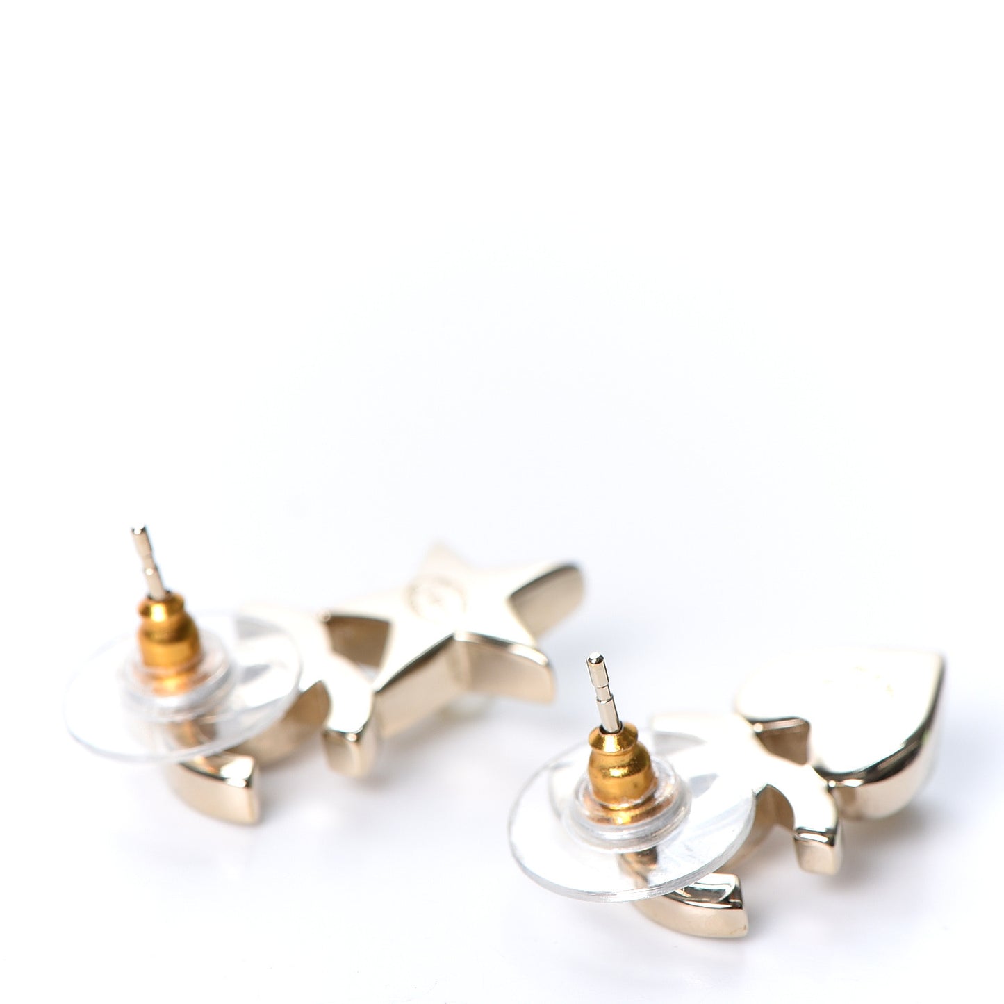 Crystal Pearl Charming Winter CC Star Heart Earrings Gold