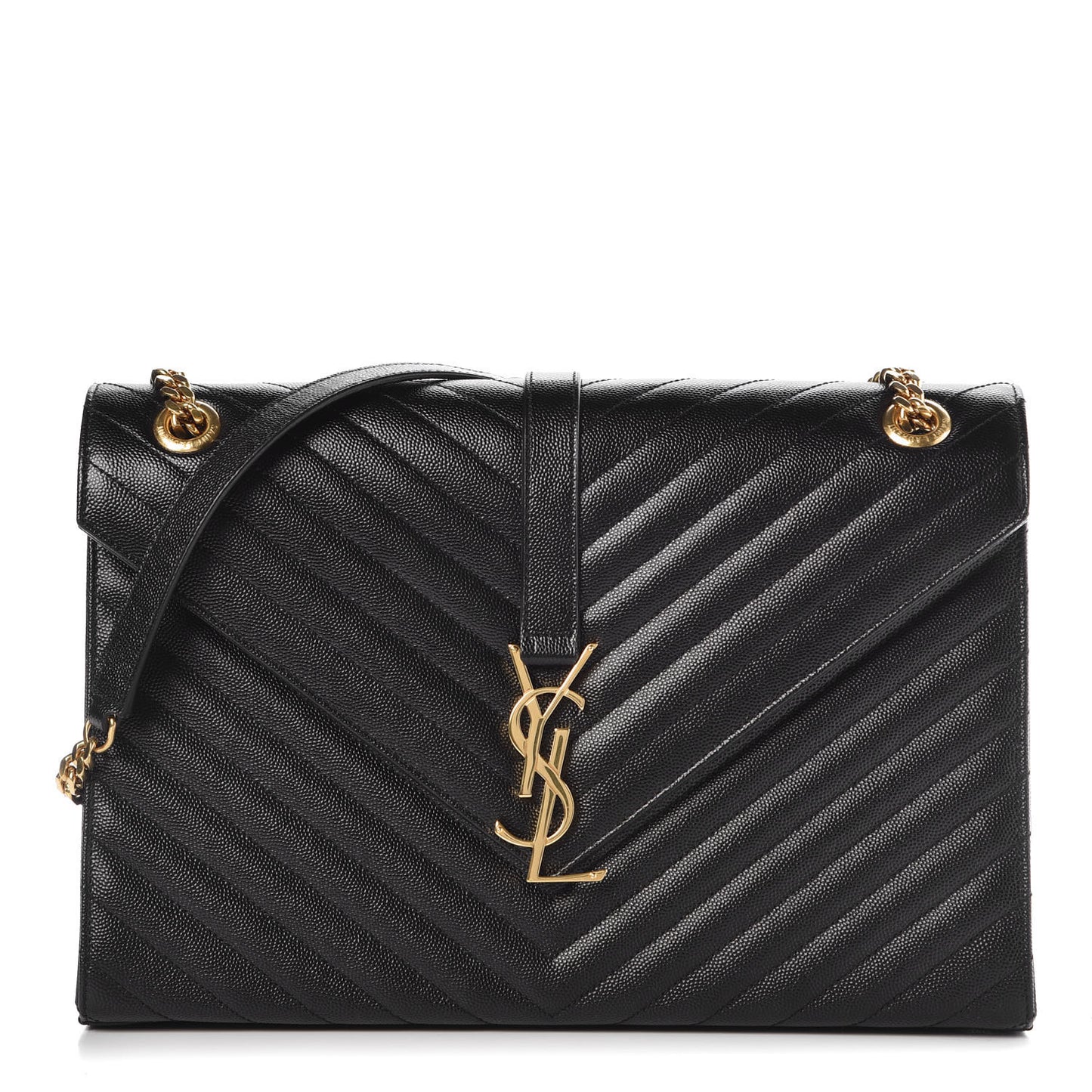 Grain De Poudre Matelasse Chevron Large Monogram Satchel Black