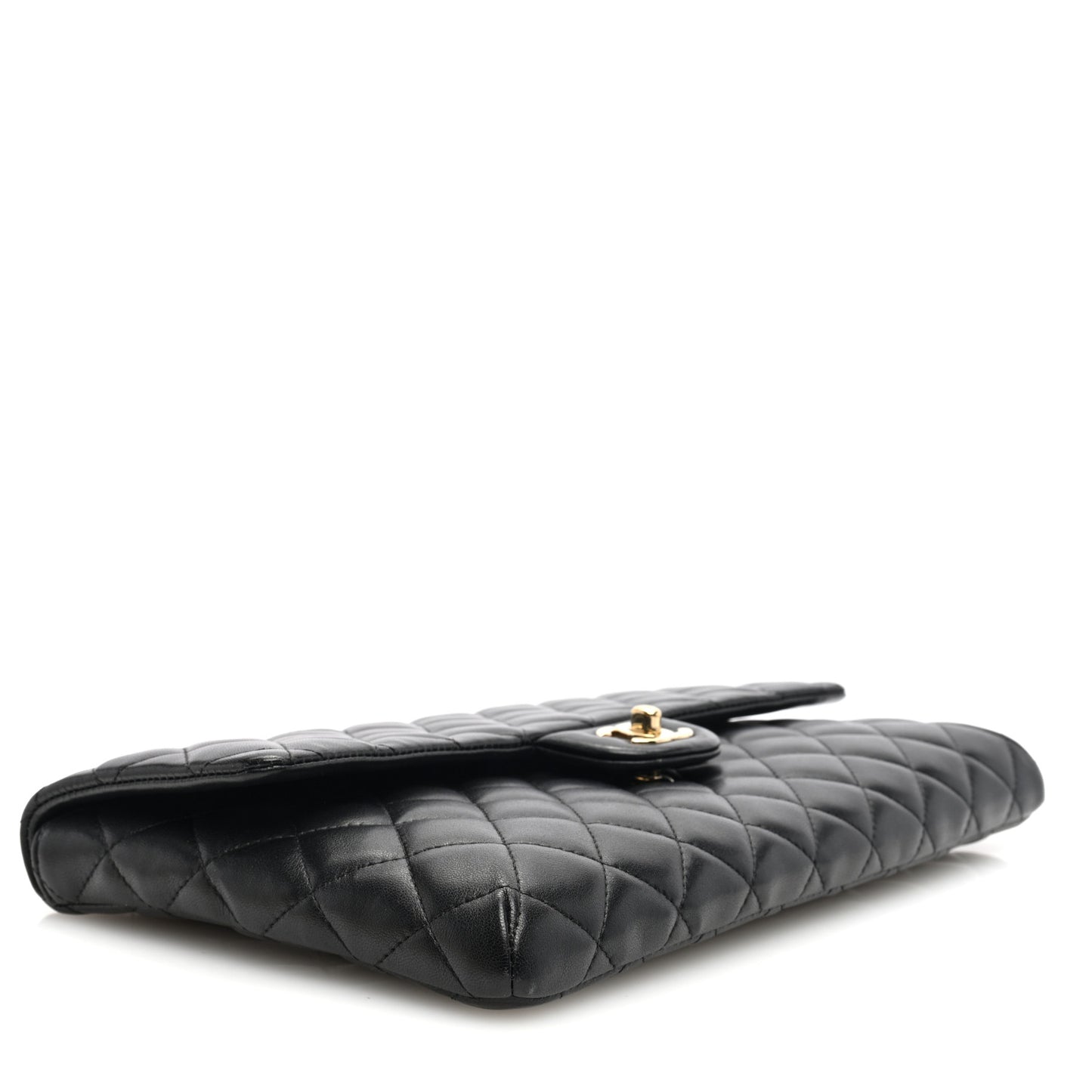 Lambskin Quilted Flap Clutch Black