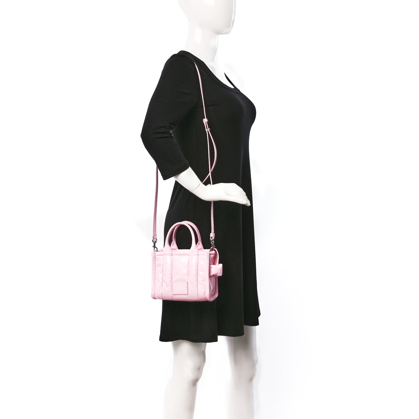 Shiny Crinkled Calfskin Mini The Tote Bag Pink