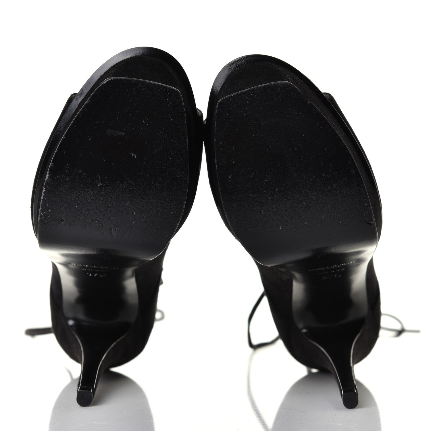 Saint Laurent Suede Lou Tribute 105 Lace Platform Sandals 37.5 Black 4 of 5