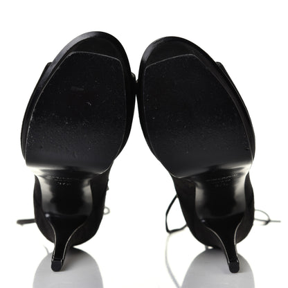 Saint Laurent Suede Lou Tribute 105 Lace Platform Sandals 37.5 Black 4 of 5
