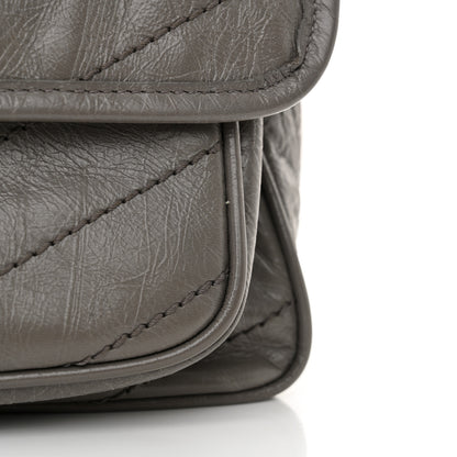Saint Laurent Crinkled Calfskin Matelasse Monogram Medium Niki Chain Satchel Fog 11 of 12