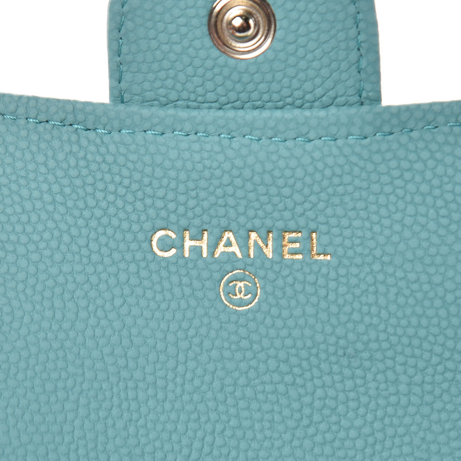 Chanel Caviar Chevron Quilted Card Holder Wallet Turquoise 6 of 9