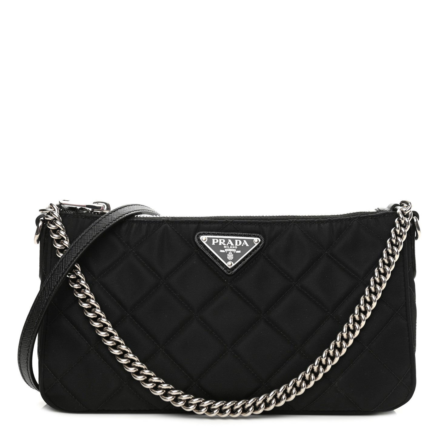 Nylon Tessuto Impuntu Quilted Crossbody Bag Black
