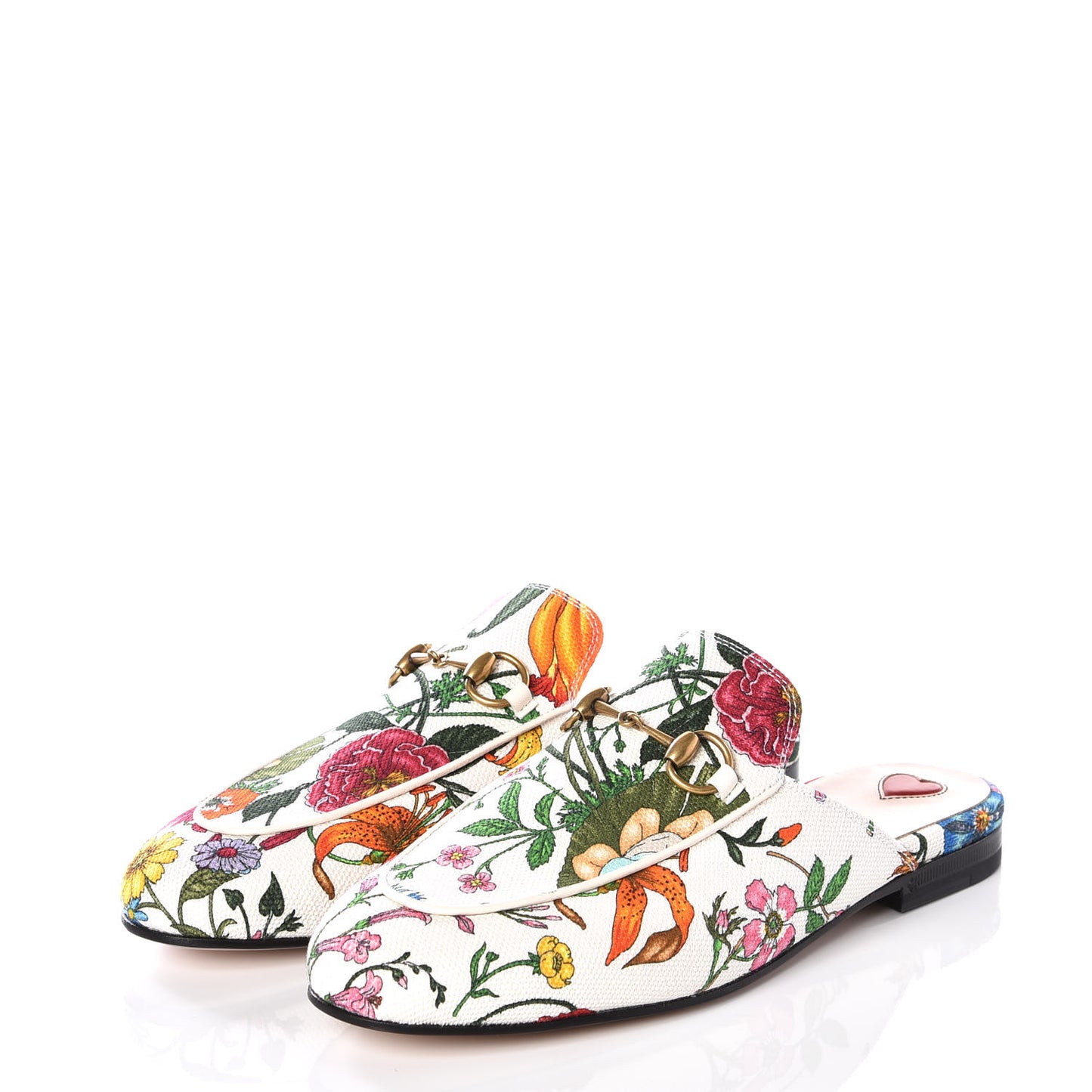 Canvas Flora Womens Princetown Slippers 37 White Multicolor