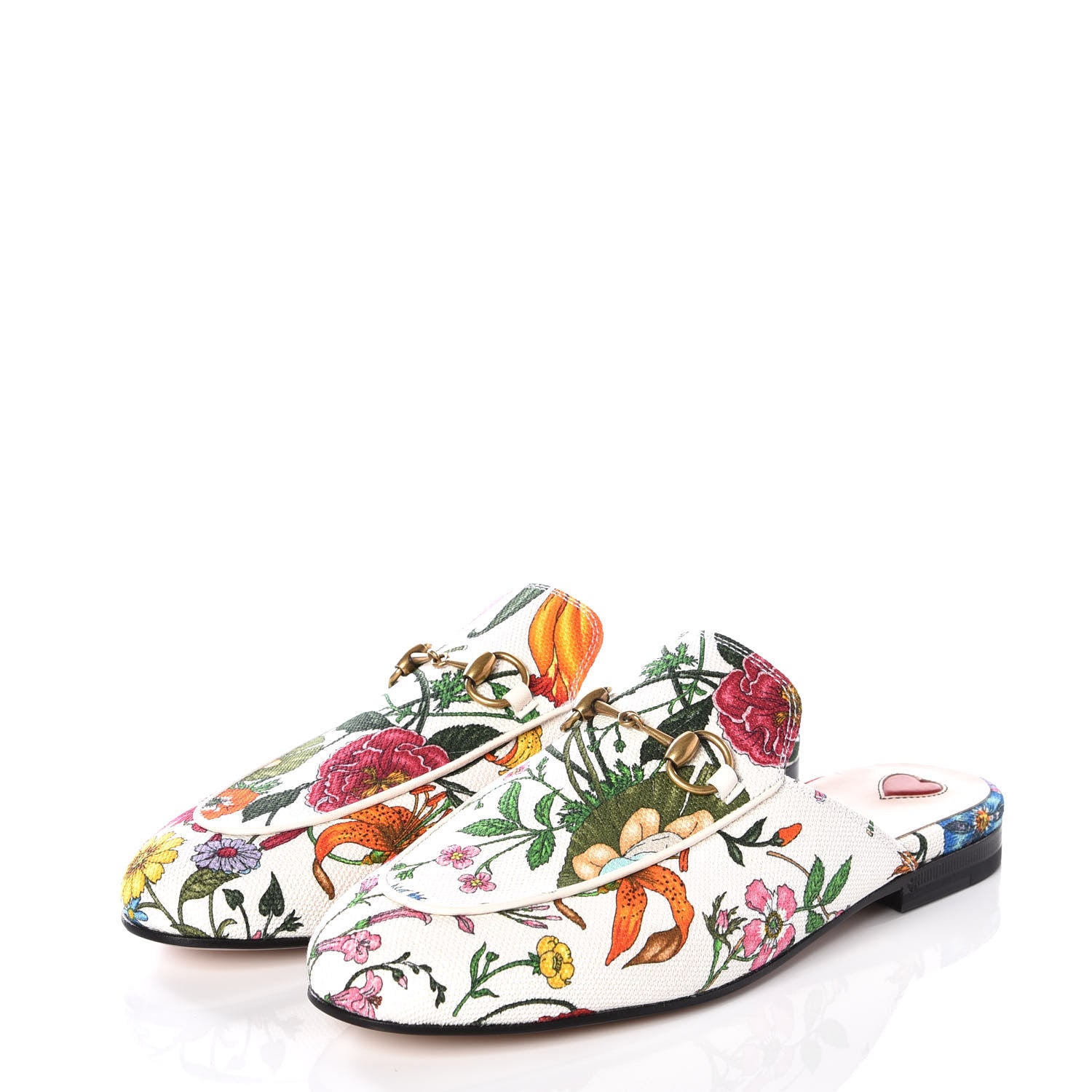 Gucci Canvas Flora Womens Princetown Slippers 37 White Multicolor 2 of 11