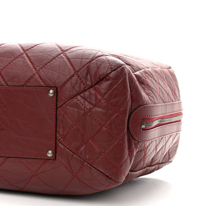 Chanel Aged Calfskin Quilted Large Secret Tag Bowling Bag Burgundy 9 of 10