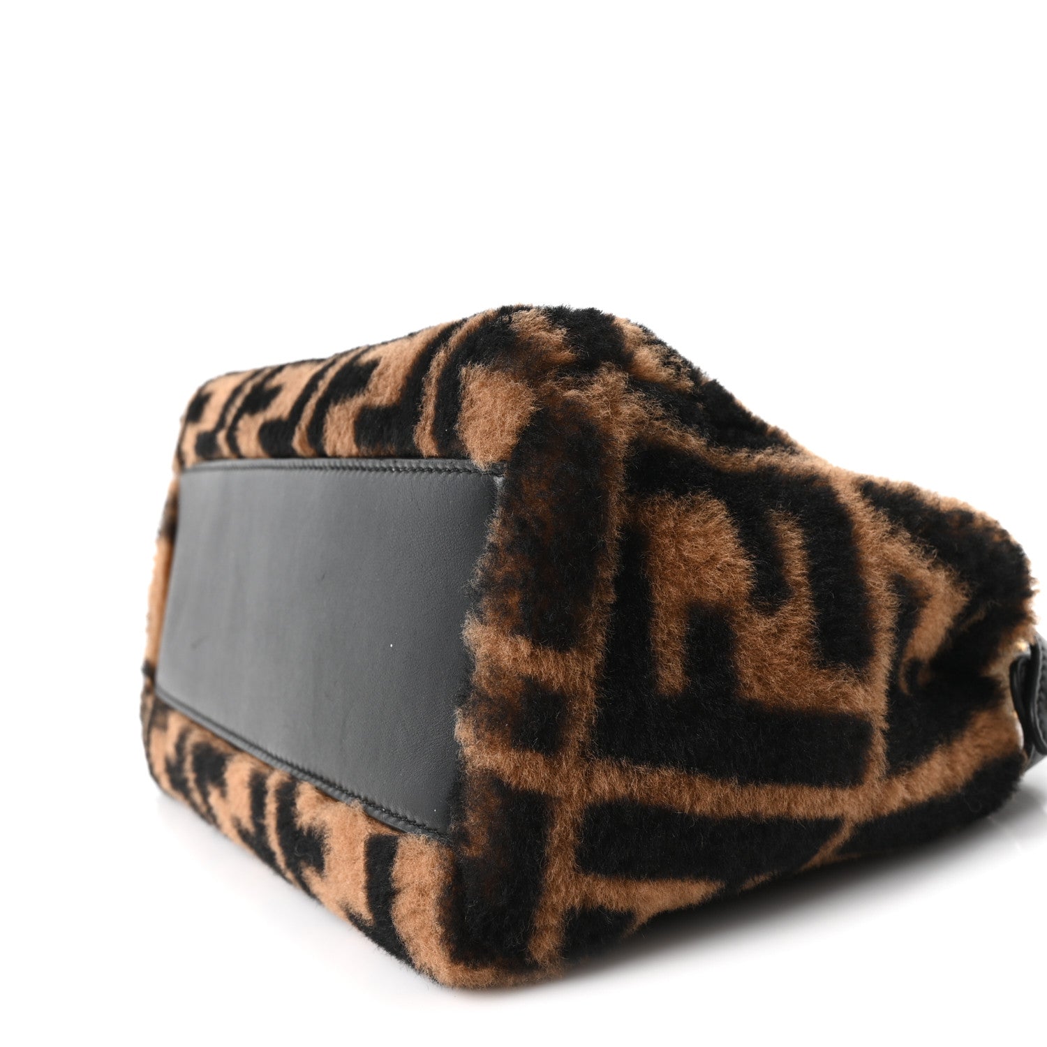 Fendi Shearling Nappa Macro FF 1974 Mini Peekaboo Iconic Satchel Tobacco Black 10 of 10