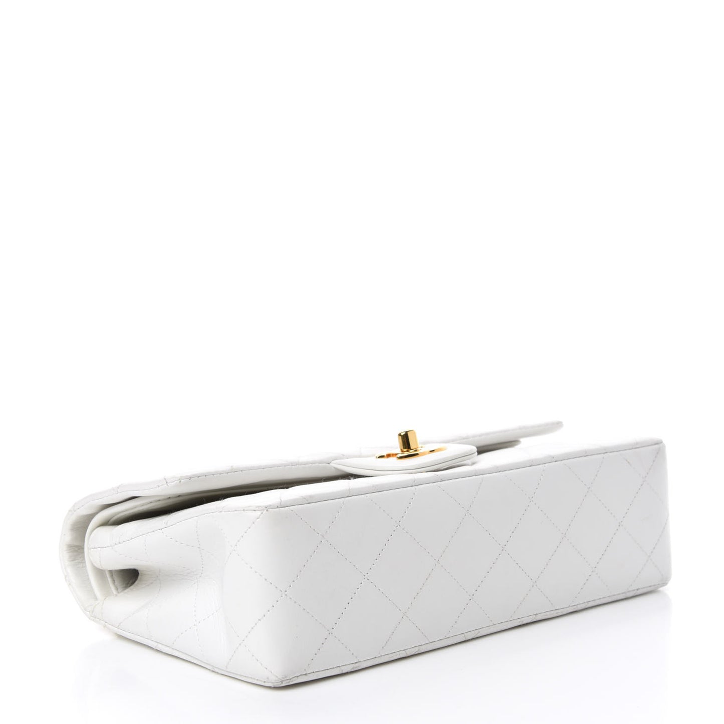 Lambskin Quilted Small Double Flap White