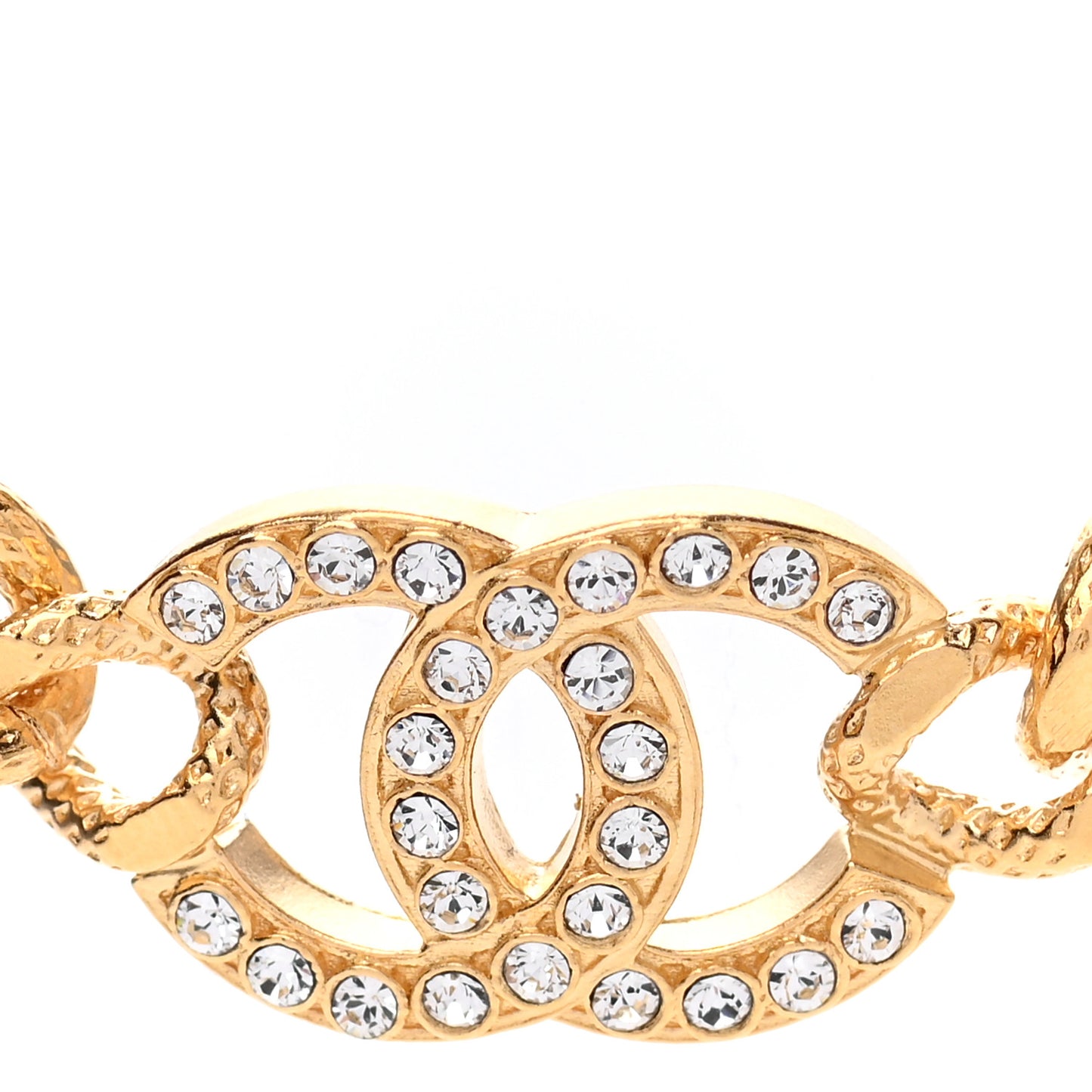 Crystal Chain Link CC Choker Necklace Gold