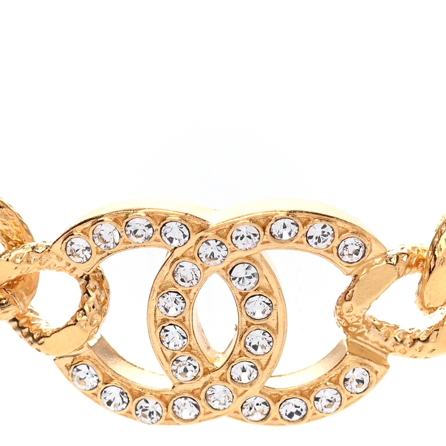 Chanel Crystal Chain Link CC Choker Necklace Gold 4 of 7