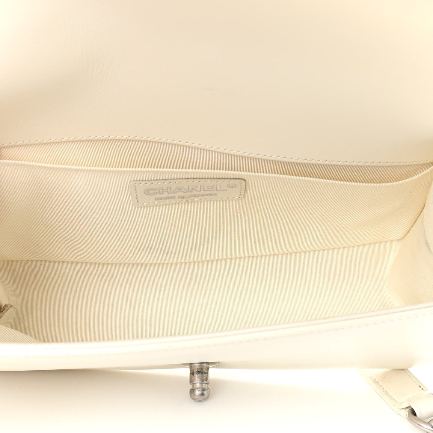 Calfskin Quilted Medium Boy Flap White