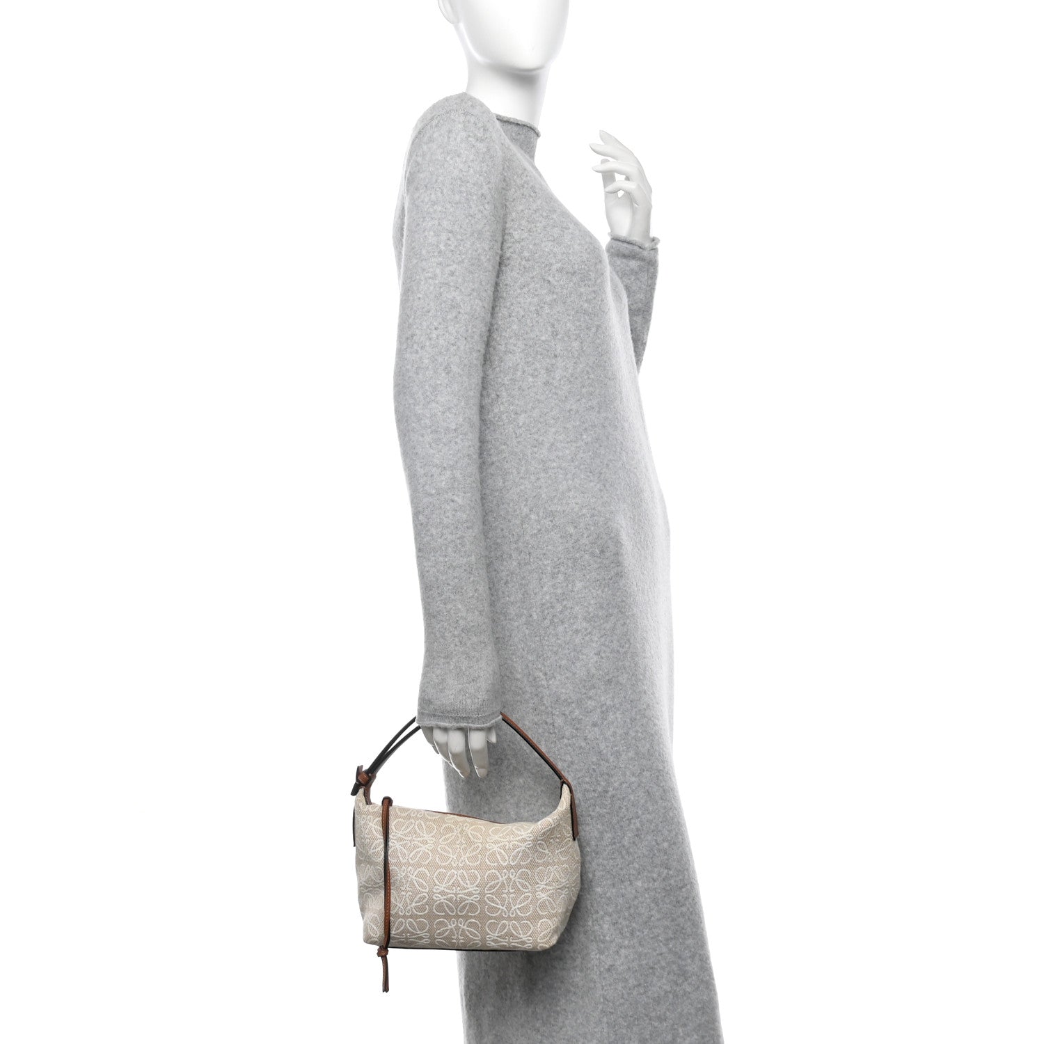 Loewe Jacquard Anagram Calfskin Small Cubi Bag Ecru Tan 2 of 13