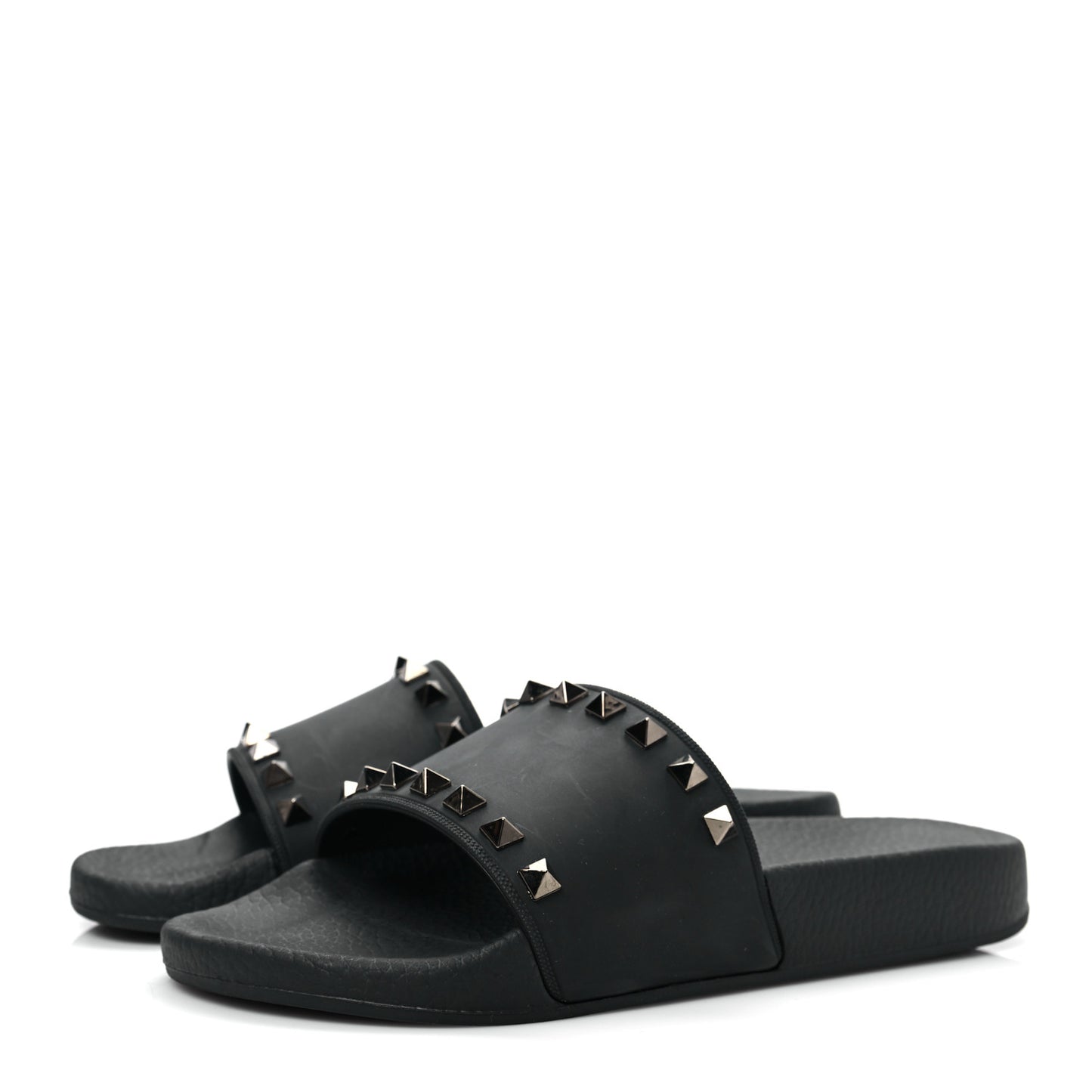 Rubber Rockstud Slide Sandals 37 Black
