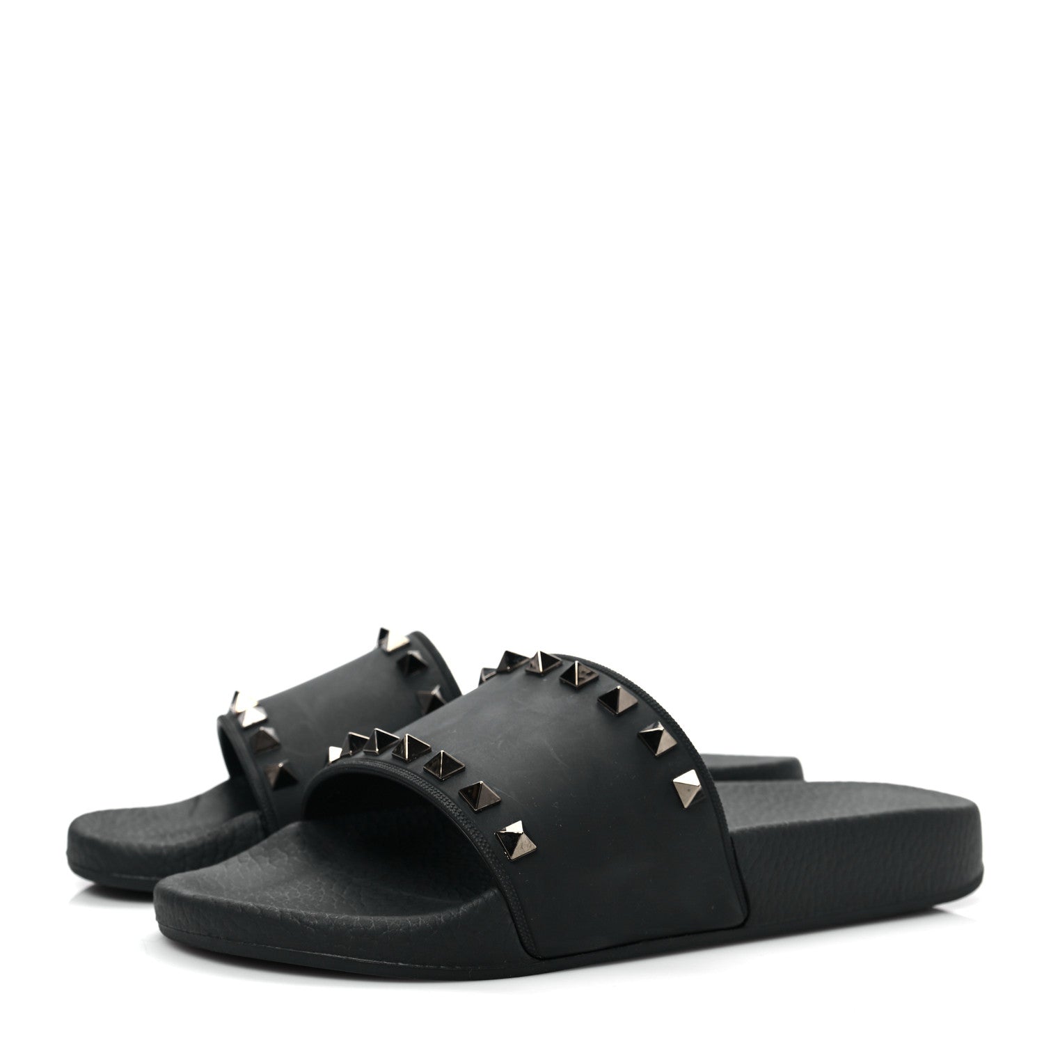 Valentino Garavani Rubber Rockstud Slide Sandals 37 Black 3 of 7