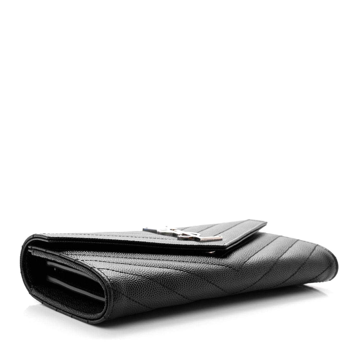 Grain De Poudre Matelasse Chevron Monogram Flap Wallet Black
