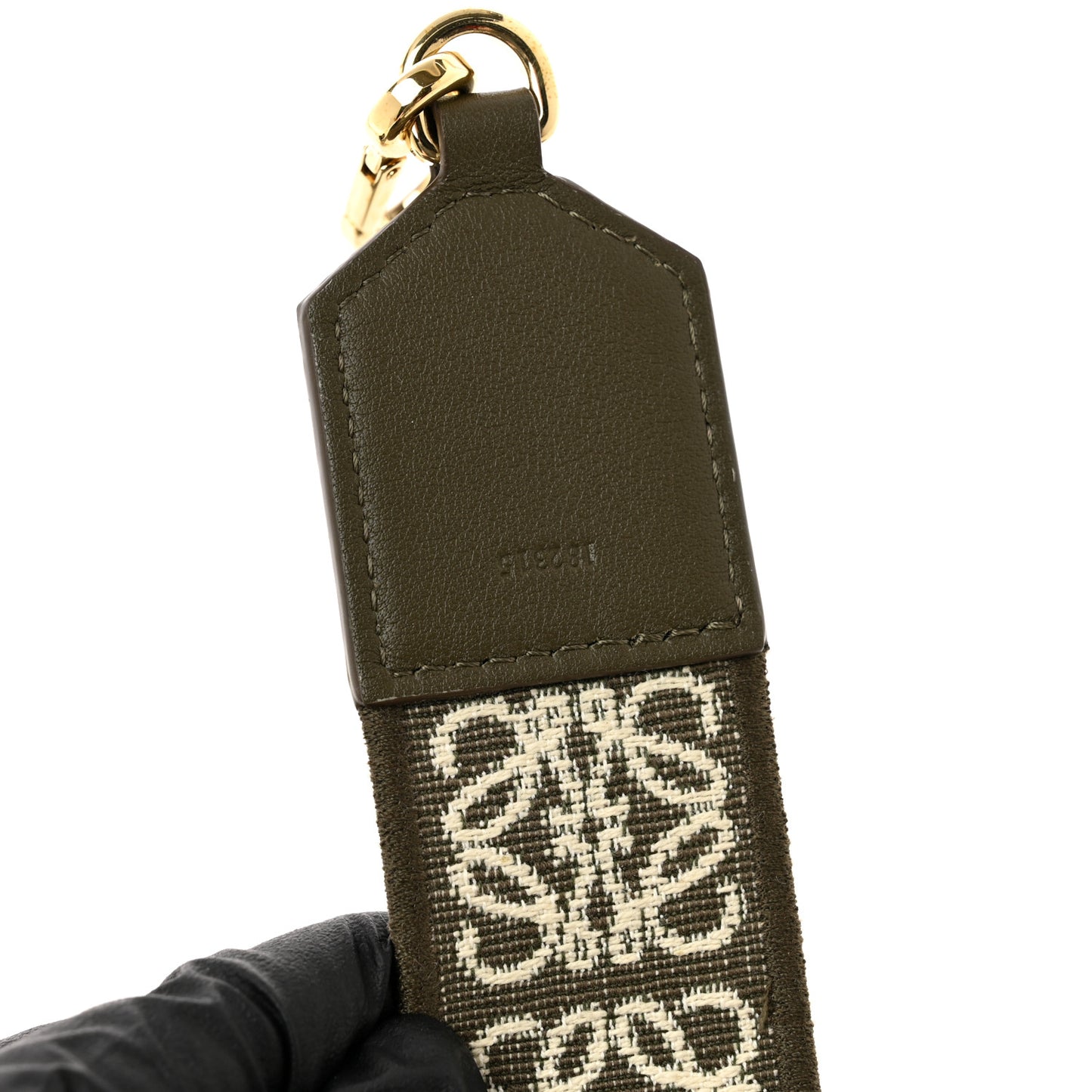 Calfskin Jacquard Anagram Strap Dark Khaki