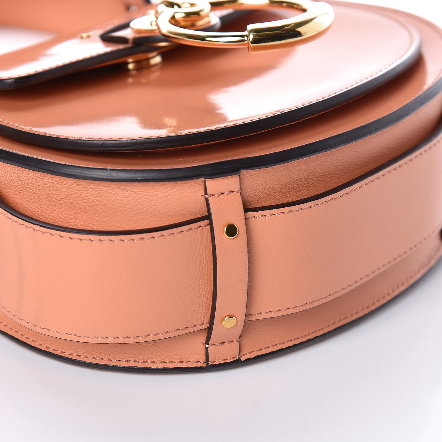 Patent Calfskin Suede Small Tess Bag Autumnal Brown