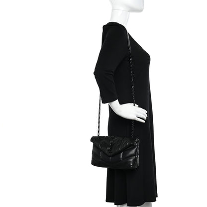 Saint Laurent Lambskin Quilted Toy Loulou Puffer Monogram Monochrome Chain Satchel Black 2 of 10
