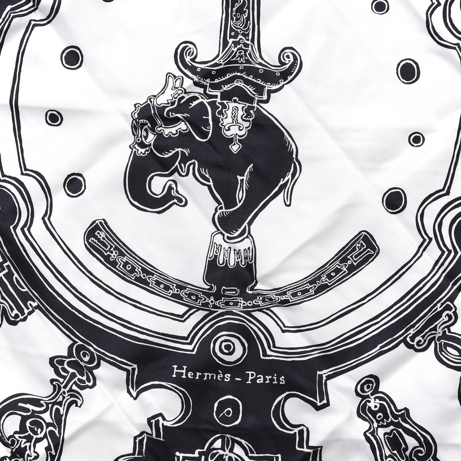 Hermes Silk Serio Ludere Scarf 90 White Black 2 of 4