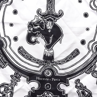 Hermes Silk Serio Ludere Scarf 90 White Black 2 of 4