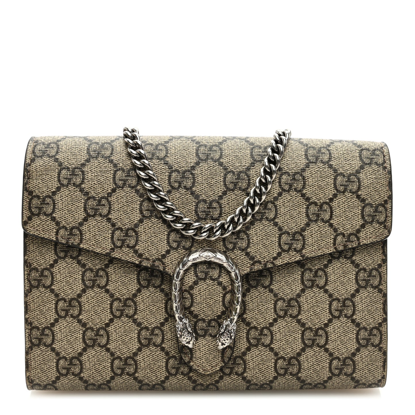 GG Supreme Monogram Mini Dionysus Chain Wallet Beige Taupe
