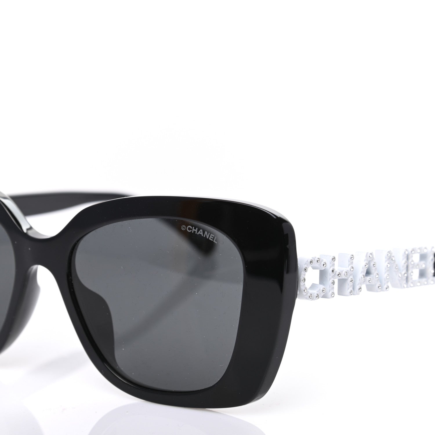 Chanel Acetate Strass Square Sunglasses 5422-B-A Black White 7 of 8