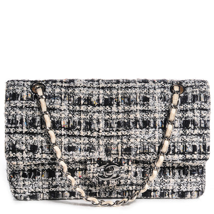 Chanel Tweed Medium Double Flap Black White 1 of 8
