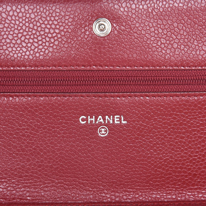 Chanel Caviar Quilted Wallet on Chain WOC Red 6 of 13