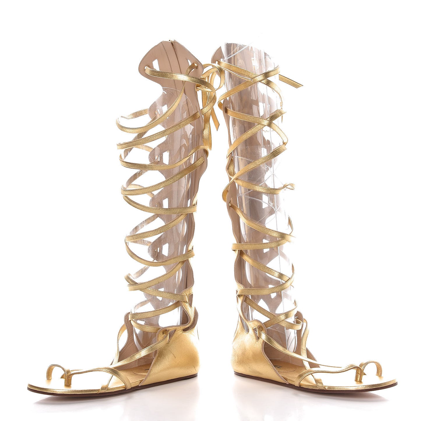 Metallic Lambskin Gladiator Sandals 38 Gold