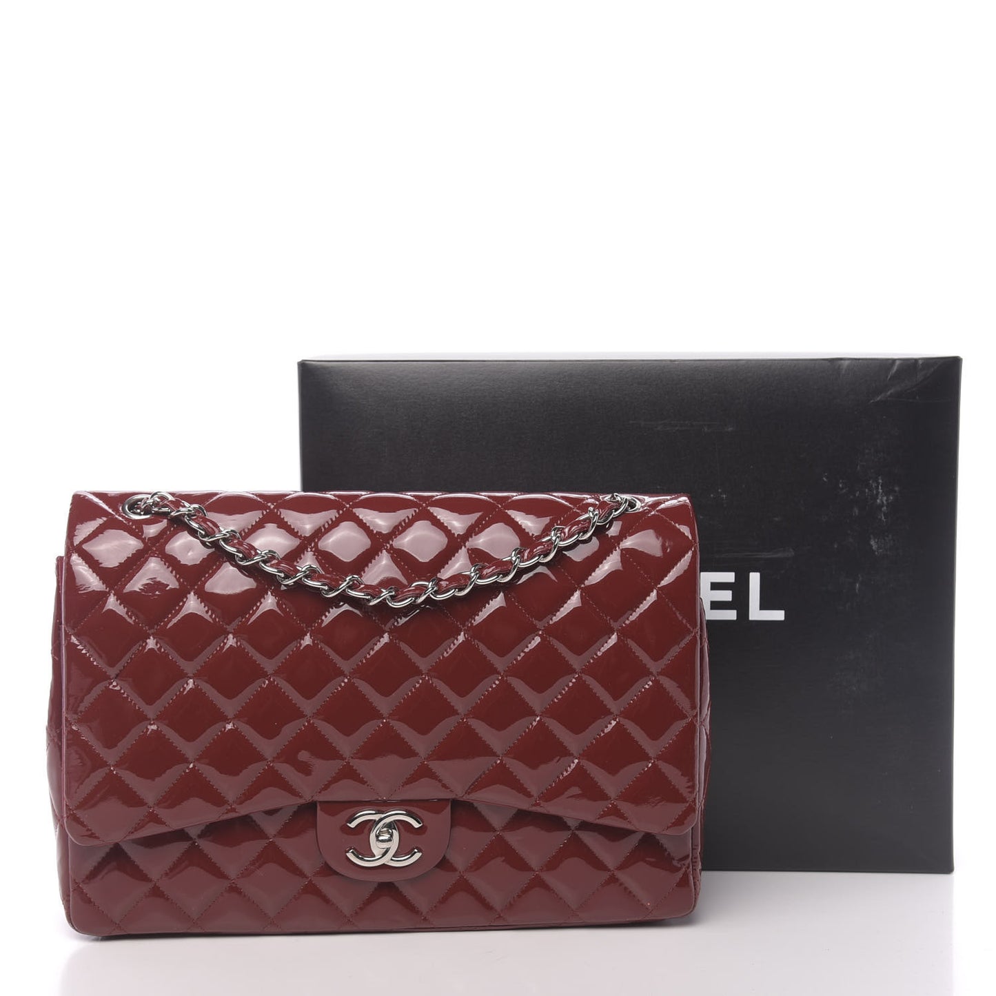 Patent Quilted Maxi Double Flap Red
