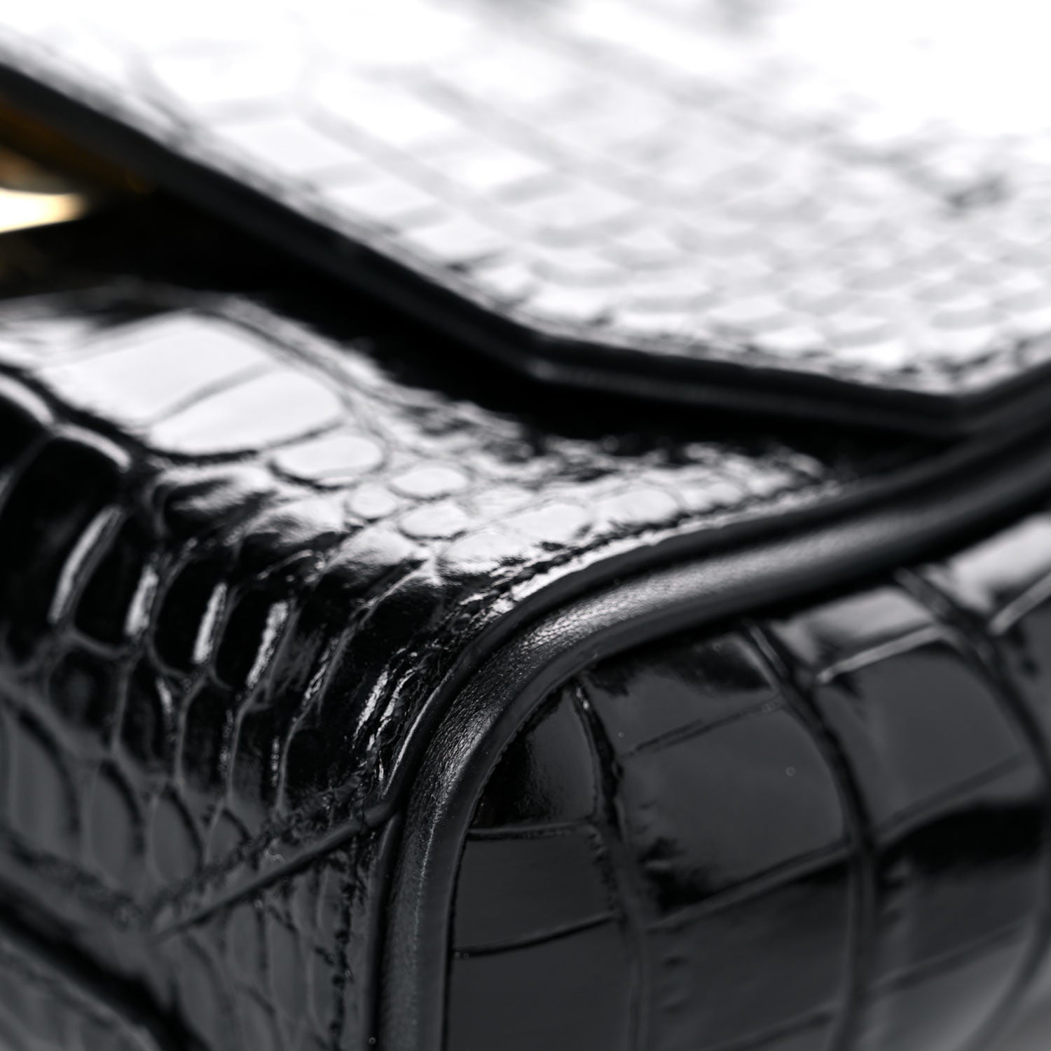 Givenchy Calfskin Crocodile Embossed Eden Mini Top Handle Black 8 of 16