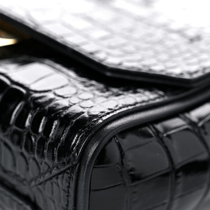 Givenchy Calfskin Crocodile Embossed Eden Mini Top Handle Black 8 of 16